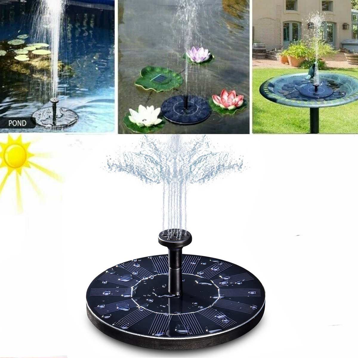 180L Solar Water Fountain Pool Pond Waterfall Fountain Garden Decoration Outdoor Bird Bath Solar Powered Fountain Floating Water