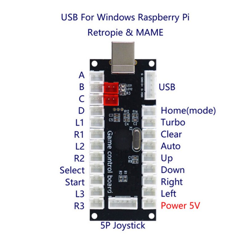 Usb Encoder 2 Spelers Diy Arcade Kit Joystick Chip Voor Mame En Stok Controle Arcade Kit