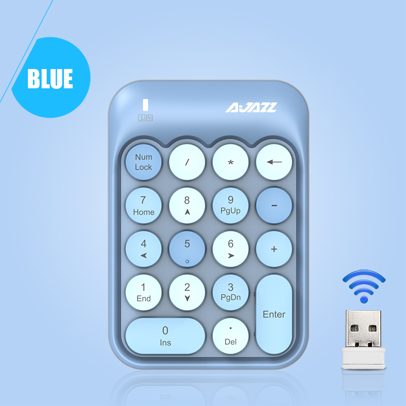Ajazz 308I Draadloze Toetsenbord 18/84 Toetsen Ronde Keycap Bluetooth Toetsenbord Draagbare 2.4Ghz Numeriek Toetsenbord Voor Tablet Laptop Android: Mini Mix Blue