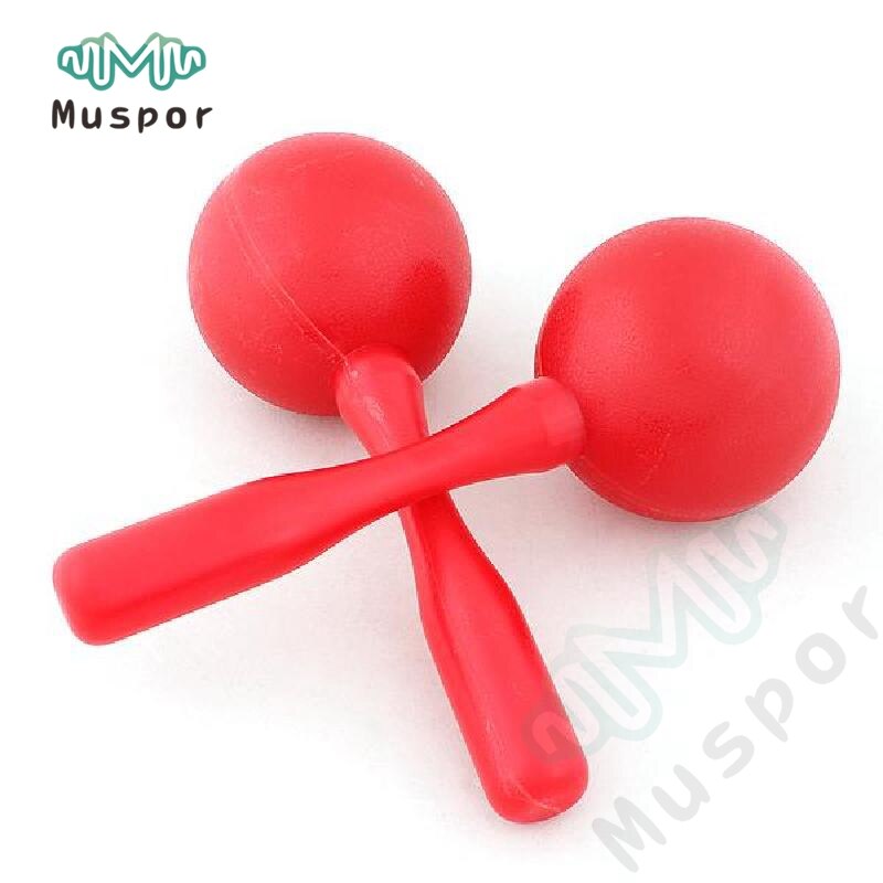 2 x Maracas rojas de plástico agitador sonajeros percusión Karaoke Disco niños Orff instrumentos