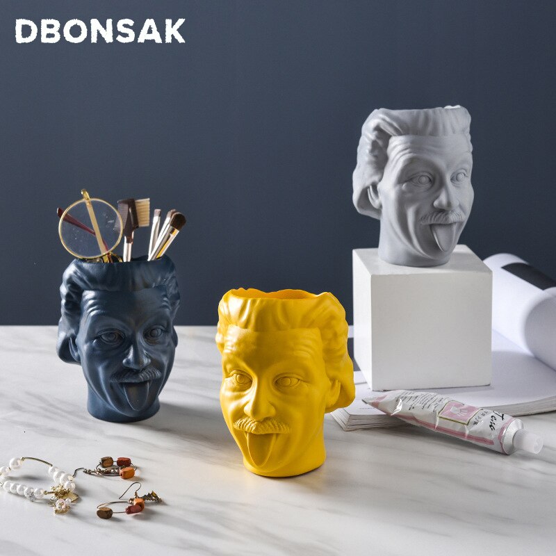 Art visage humain Vase tête humaine Vase Portrait Pot de fleur porte-stylo réservoir de stockage Arrangement de fleurs scientifique Statue ornement