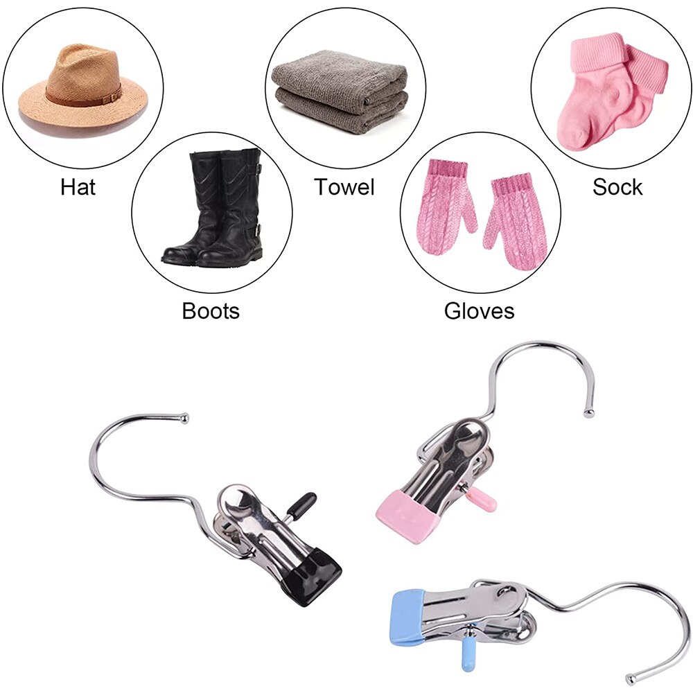 Portable Boot Hangers for Closet, Hanging Hooks with Clips Travel Hangers, Hangers Boot Hooks Towel Clips Hat Clips