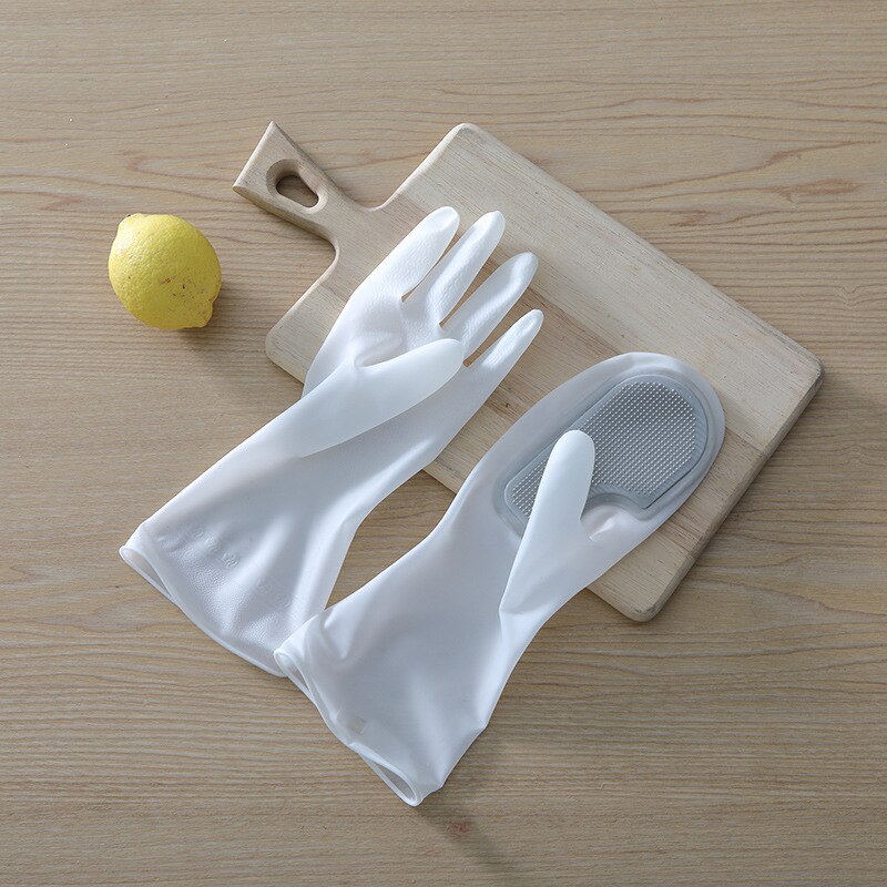 Household washing gloves brush plastic latex waterproof kitchen cleaning household washing gloves kitchen kitchen gloves: grey gloves