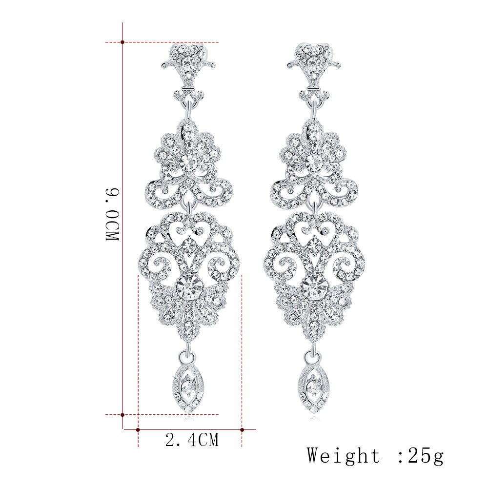 Crystal Zirkoon Wedding Oorbellen Voor Vrouwen Koreaanse Mode Strass Bridal Lange Dangle Oorbellen Sieraden BA050