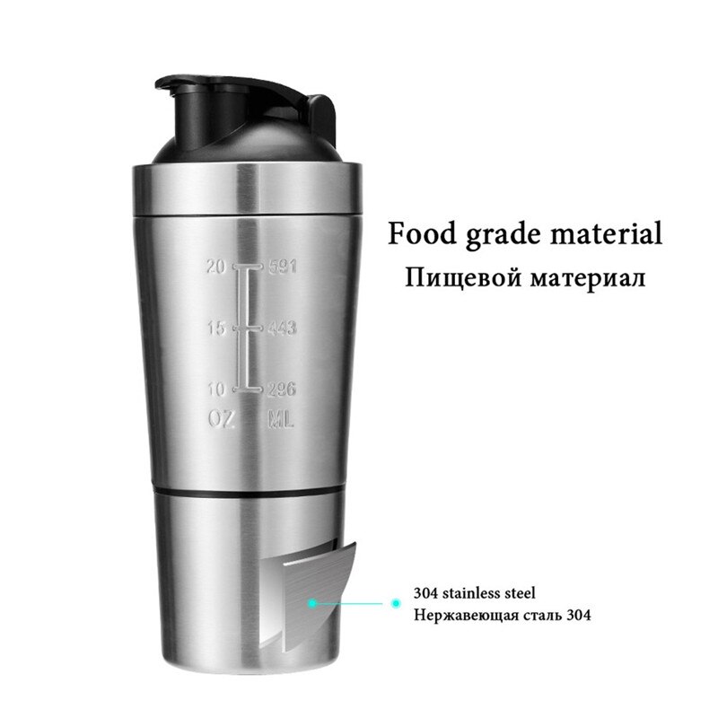 Bouteille agitateur de protéines en acier inoxydable, grande capacité, bouteille d'eau, pour Fitness, Camp, gymnastique et bureau, tasse d'extérieur