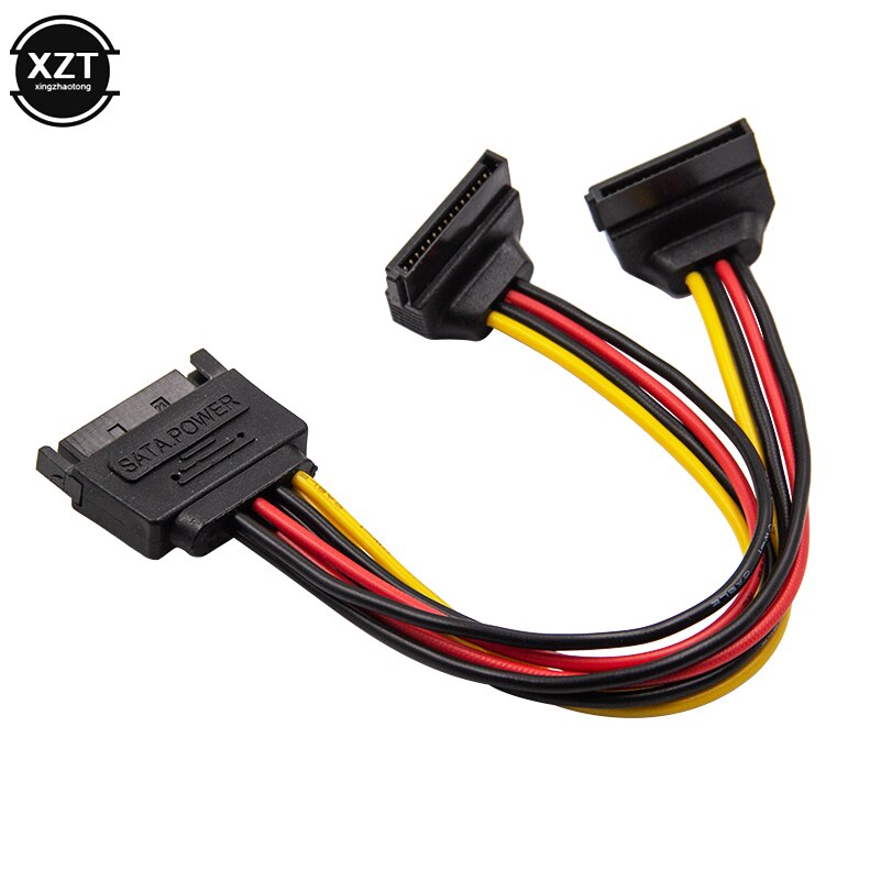 Sata Power Cable 15 Pin Male to 2 x 15Pin Female Adapter Sata Cable 90 Degree For HDD Hard Drive l1206#2