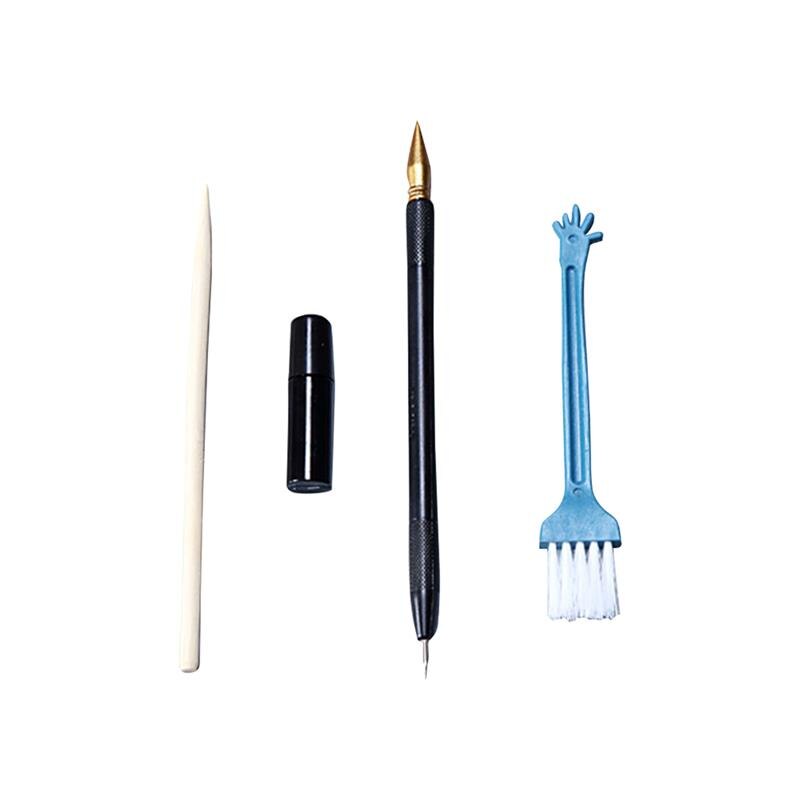 1Set Scratch Tool Set with Bamboo Sticks Scraper Repair Scratch Pen Black Brush For Kids Children Scratch Painting: A