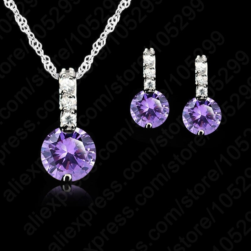 Women Beauty Jewelry Set 925 Sterling Silver Cubic Zircon Pendant Necklace/Earring Women Sets