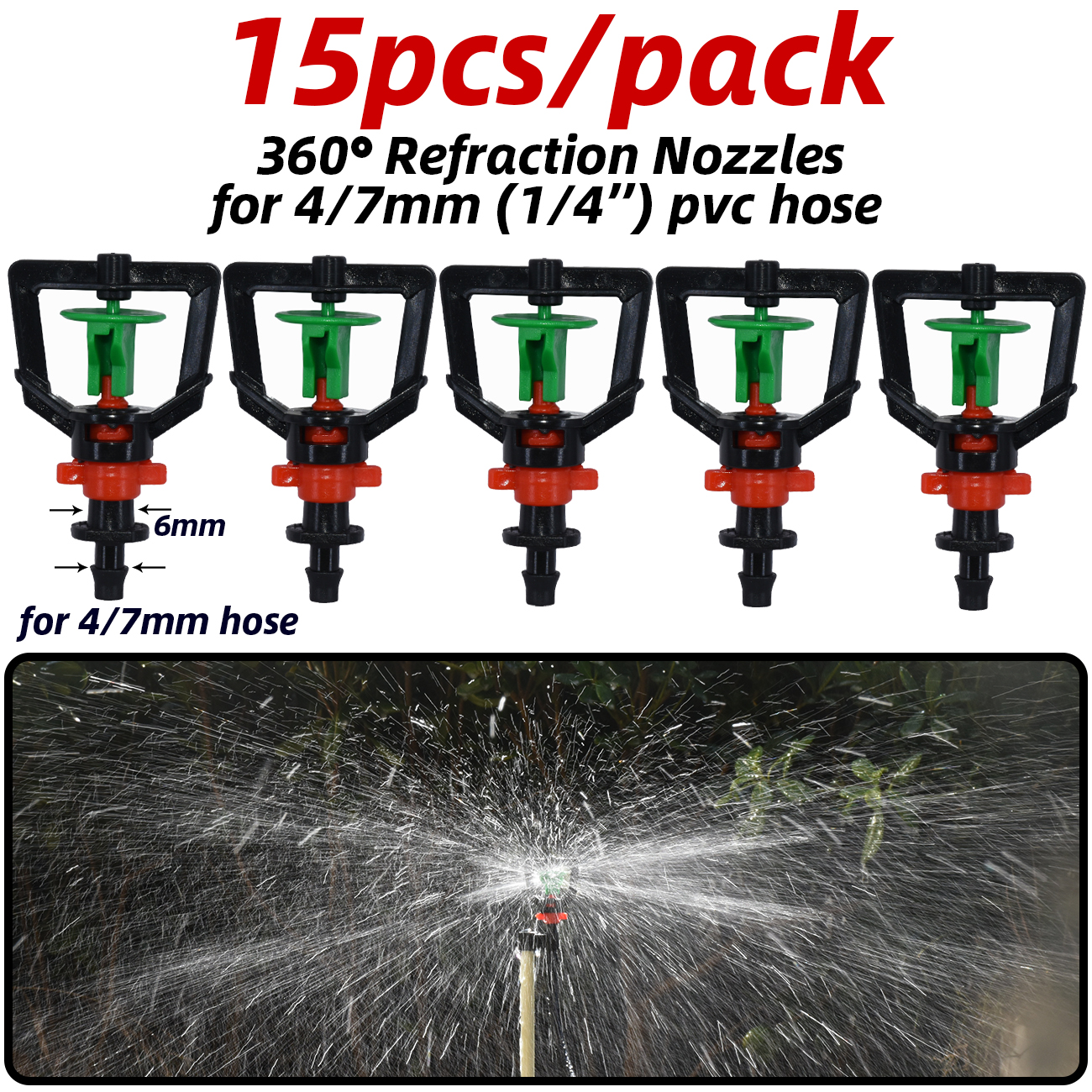 Ugelli regolabili per nebulizzazione di serra con connettore da 1/4 '' per kit sistema di irrigazione da giardino per irrigazione a goccia bonsai di fiori
