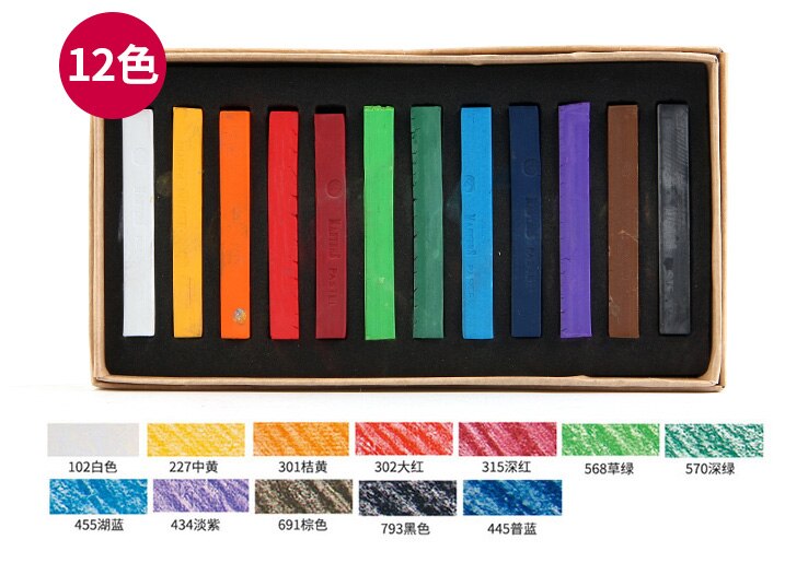 12/24/36/48 Colors Painting Crayons Soft Pastel Art Drawing Set Chalk Color Crayon Brush Stationery: 12 colors