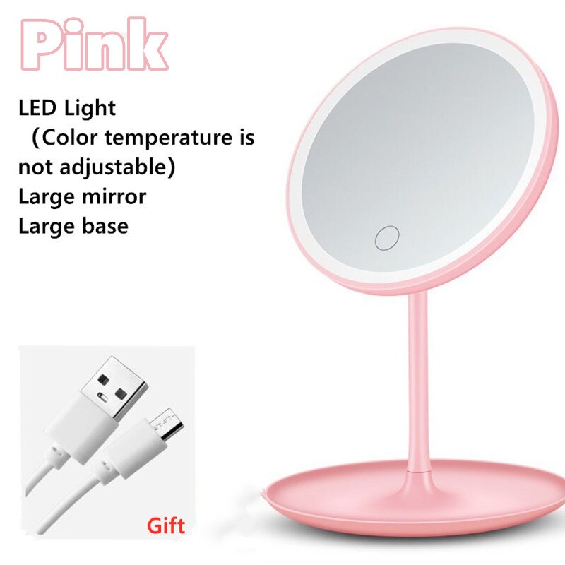 Led Light Makeup Mirror Storage LED Face Mirror Adjustable Touch Dimmer USB Led Vanity Mirror Table Desk Cosmetic Mirror: Green