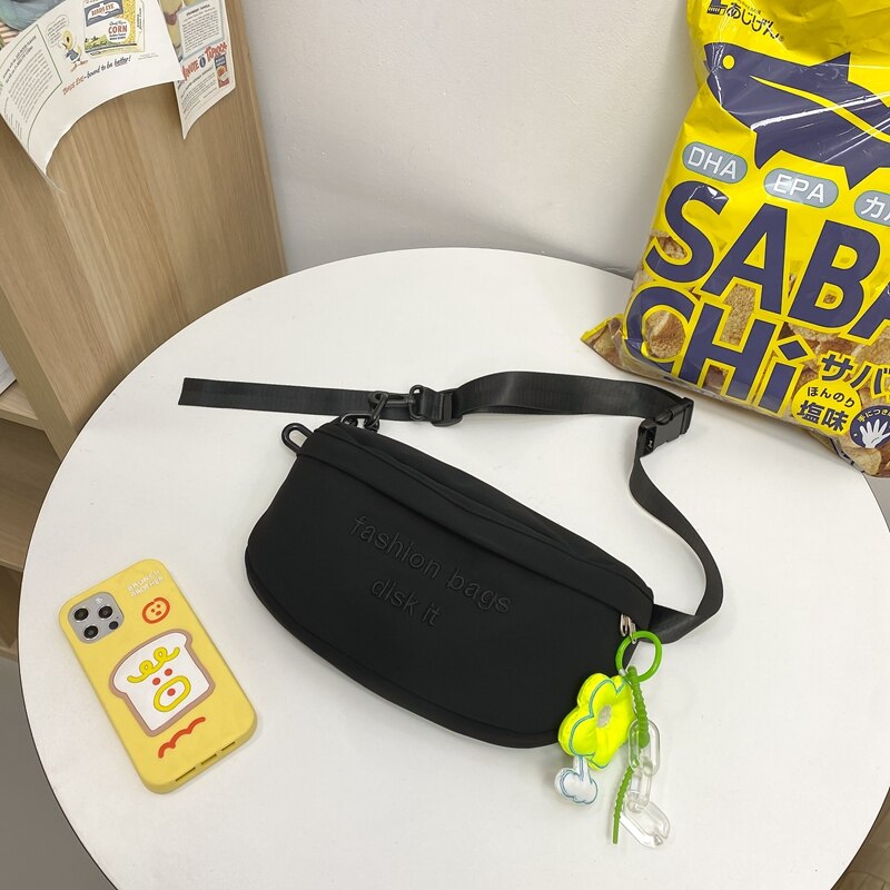 Süße brusttasche, japanische schultertasche mit großem fassungsvermögen, macaron-mädchen-stil, lässige schräge umhängetasche, bauchtasche für studentinnen: Schwarz - blumen