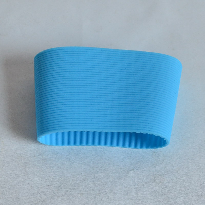5 stks/partij 6 cm hoogte verticale rib siliconen mouwen voor mok, partij cup mouwen band, recyclebaar isolatie cup cover plumyl: blue