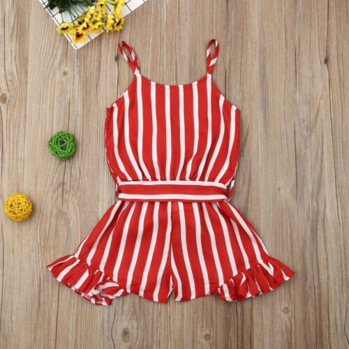 3-8 T Bambino Del Bambino Rosso Della Banda Tute e Salopette Del Capretto Del Bambino Vestiti Della Ragazza Senza Maniche Della Banda Del Pagliaccetto Della Tuta di Un Pezzo del Vestito