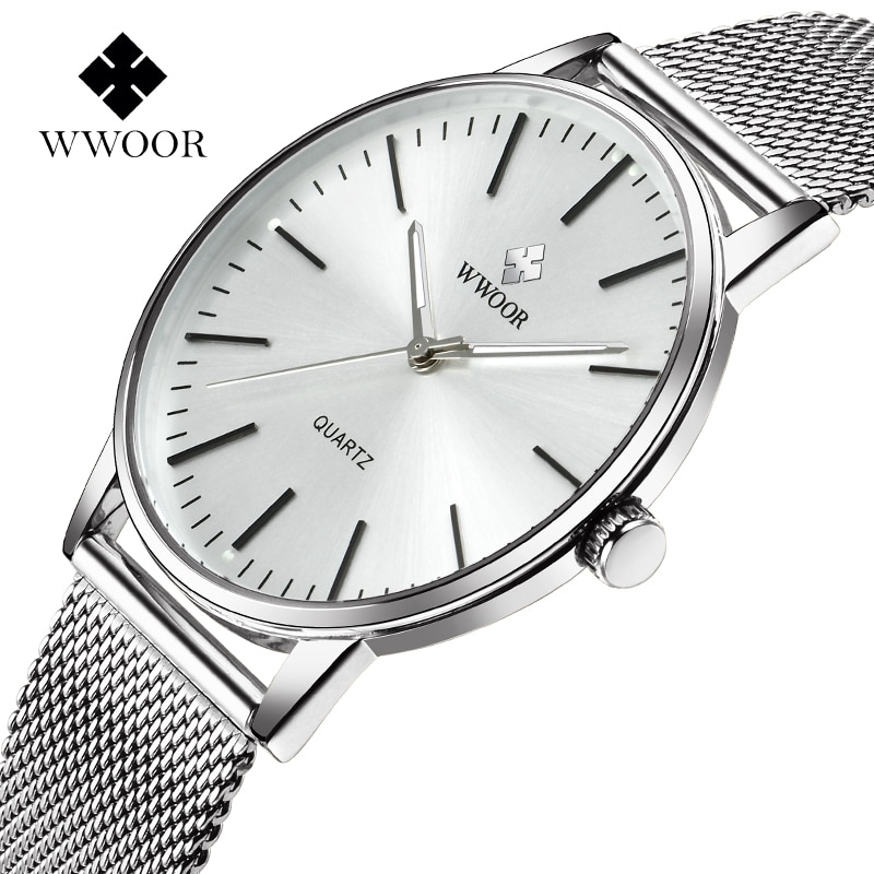 Relogio Masculino Wwoor Casual Eenvoudige Heren Horloge Mode Zilveren Ultra Dunne Stalen Horloges Heren Minimalisme Quartz Horloge