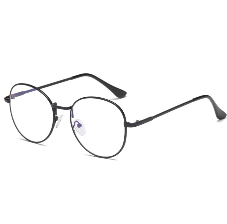 Vintage Metal Unisex Computer Round Frame Glasses Women Rays Radiation Eyewear Frame Anti Blue Light Circle Eye Glasses: Black