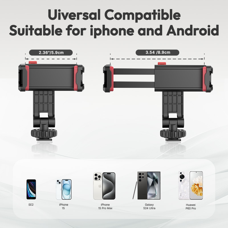 Ulanzi-ST-06S 360 ° suporte rotativo do telefone, montagem vertical do tripé do disparo com sapata fria, grampo do grampo do telefone, vídeo do Vlog