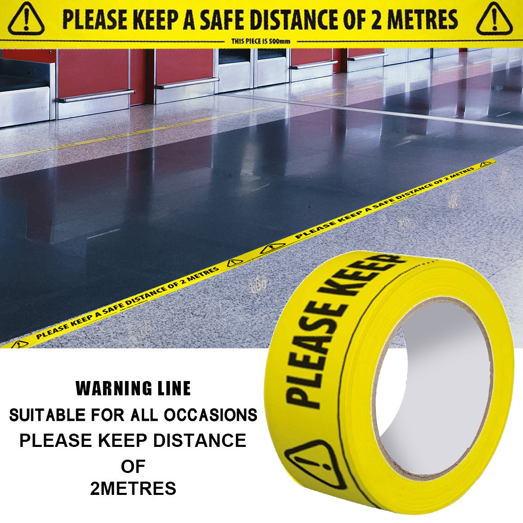 1 Roll Safety Warning Tape 2 Metre Apart Social Safe Distancing Floor Tape 33 m x 48mm Danger Remind DIY Tile Stickers