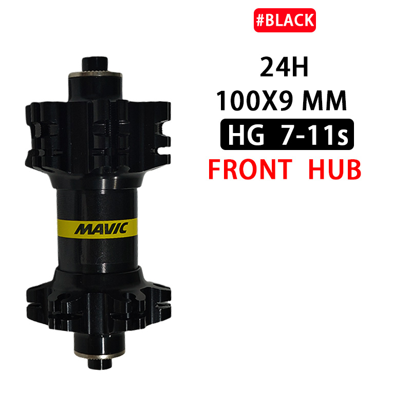 6 Bearing Mtb/Road Bike hub Front Rear 20 24 Holes V Brake Disc Brake QR Thru Bicycle hubs Compatible 7-11 Speed Cassette: black