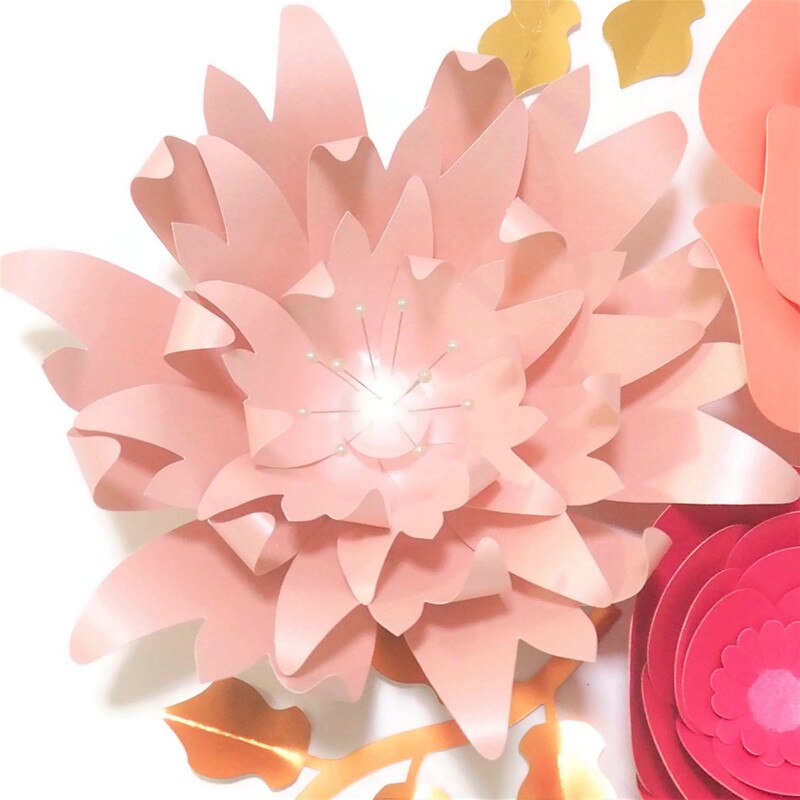 Handgemaakte Cardstock Rose Diy Papier Bloemen Bladeren Set Voor Wedding & Event Backdrops Decoraties Nursery Muur Deco Video Tutorials