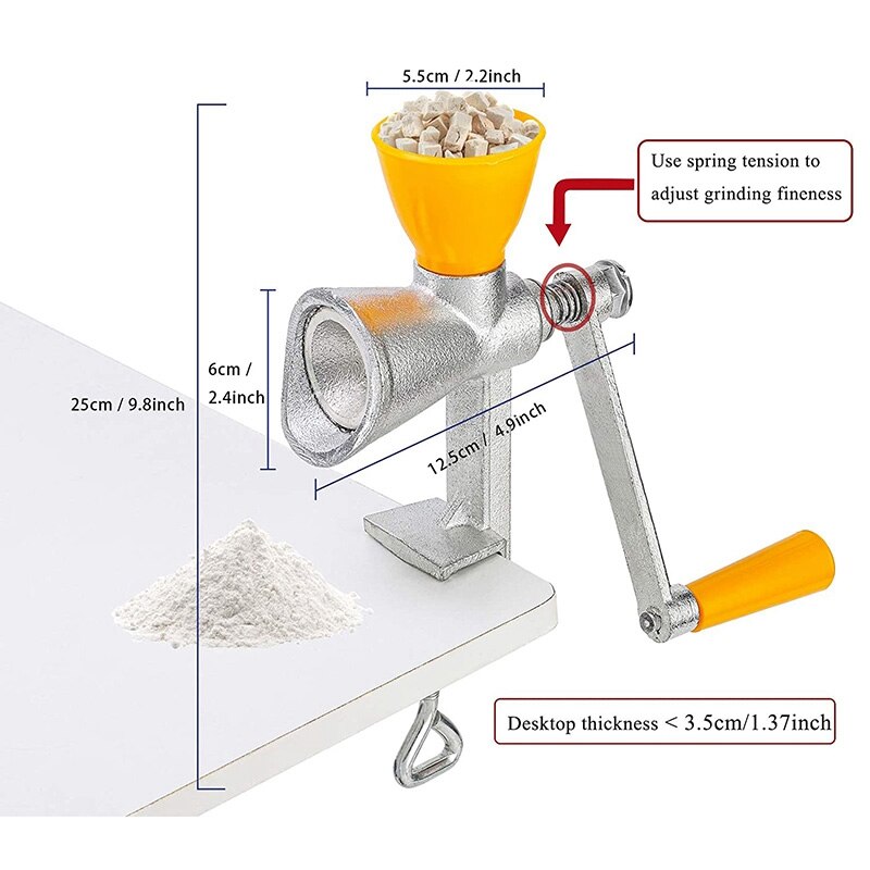 Cast Iron Hand Grinder Manual Poppy Seed Mill Spice Grinder Small Grain Mill With Plastic Hopper