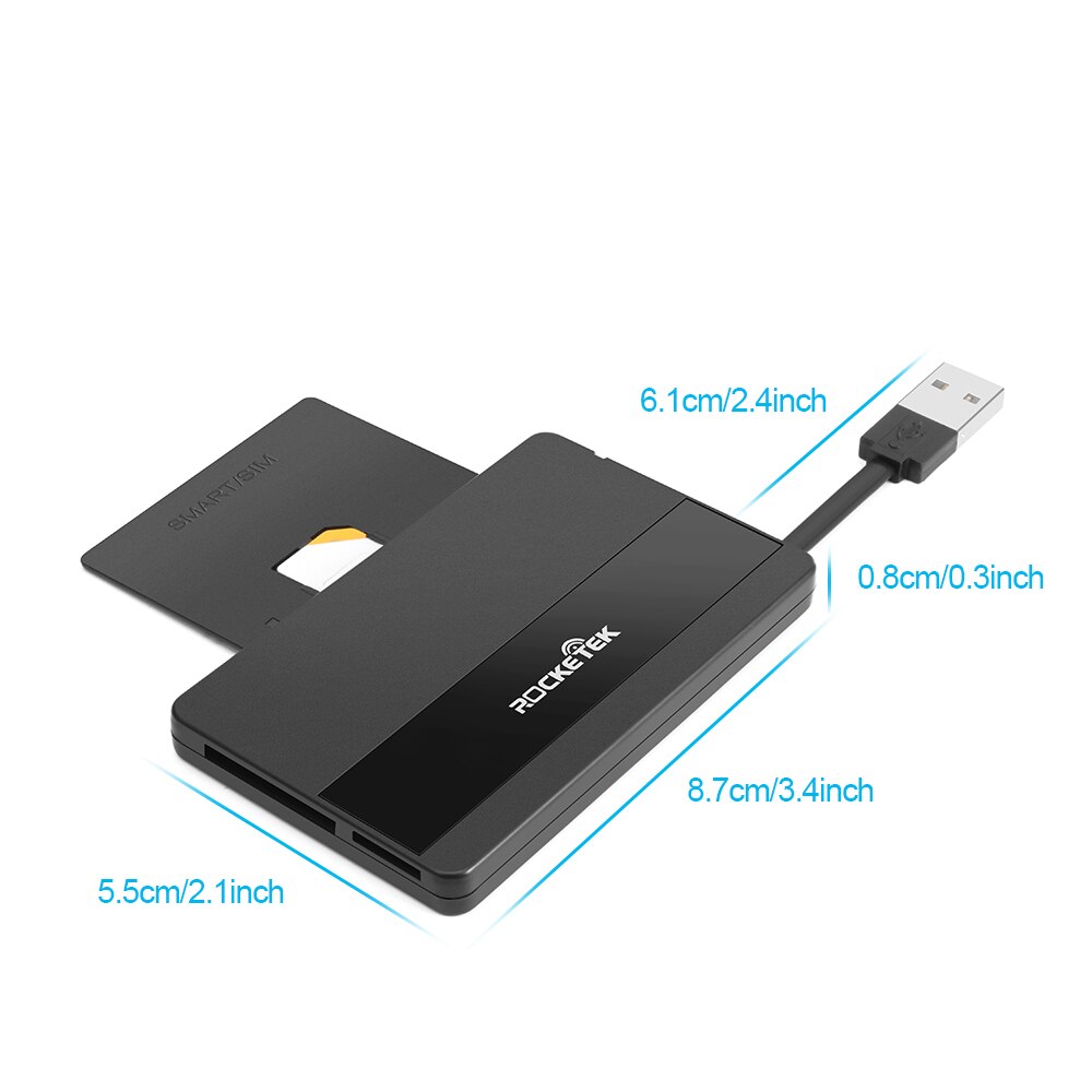 Rocketek USB 2.0 Smart Card Reader micro SD/TF memory ID Bank EMV electronic DNIE dni citizen sim cloner connector adapter