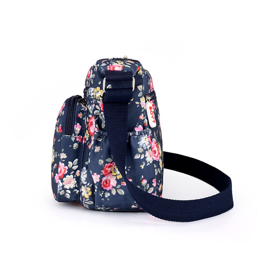 Aelicy Women's Nylon Flower Zipper Shoulder Bags Messenger Bag Multifunctional Bag Travel