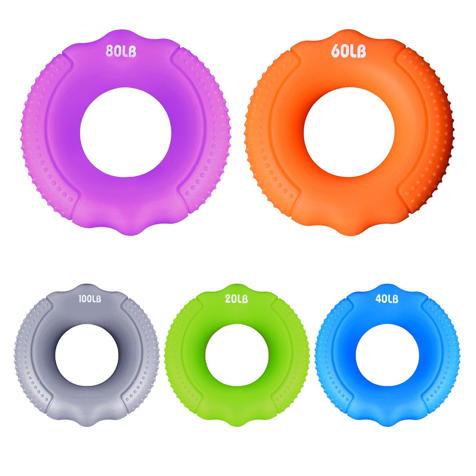 Portable Finger Mark Silicone Grip Ring Adjustable Hand Grip 20-100LB Grip Ring Muscle Trainer