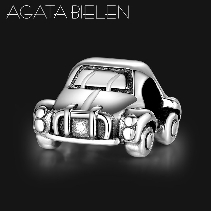 Retro car 925 Sterling Silver Charms Beads Fits Original europeu Bracelet Bangle Authentic DIY Jewelry