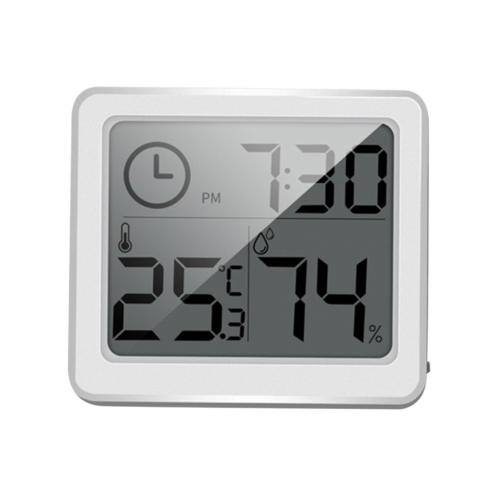 thumbnail image 2 of Effluvialtech Digital LCD Hygrometer Thermometer – Indoor Clock With Humidity & Temperature Display (White) 2 of 6