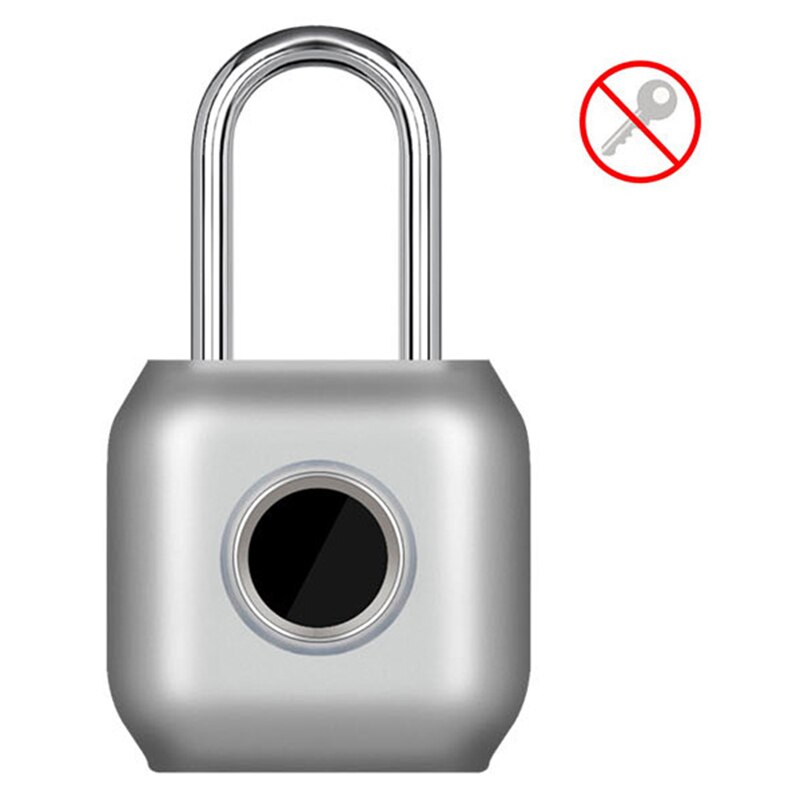 Waterdicht Tuya Bluetooth Smart hangslot Digitaal P55 Vingerafdruk Elektronisch deurslot met back-up sleutelontgrendeling for bagagetas (Color : FP APP Silver