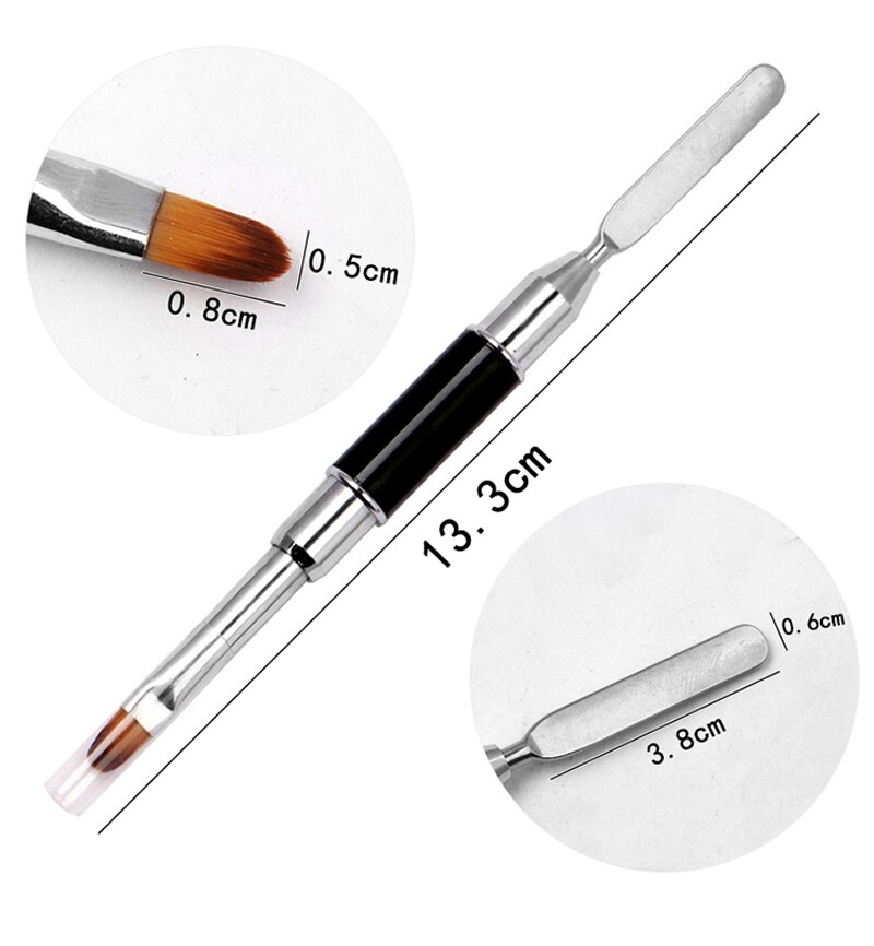 UV Gel Nail Brush Dual-ended Gel Brush Kit Tool For Acrylic UV Nail Tips Extension & Jelly Gel Tips Building 1pcs