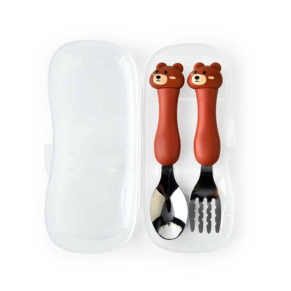 Kids Lepel En Vork Set Baby Gadgets Servies Set Baby Gadgets Feedkid Kinderen Rvs Bestek Voor Kinderen Servies: Bear