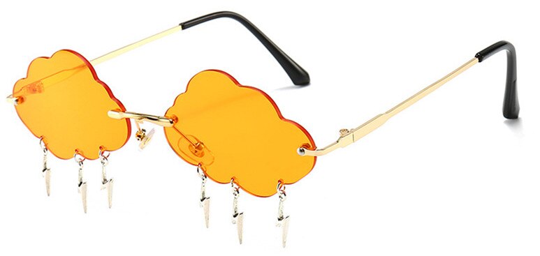 Randloze Zonnebril Vrouwen Vintage Wolken Tassel Steampunk Zonnebril Mannen Frameloze Punk Bril Shades UV400 Driver Bril: Orange