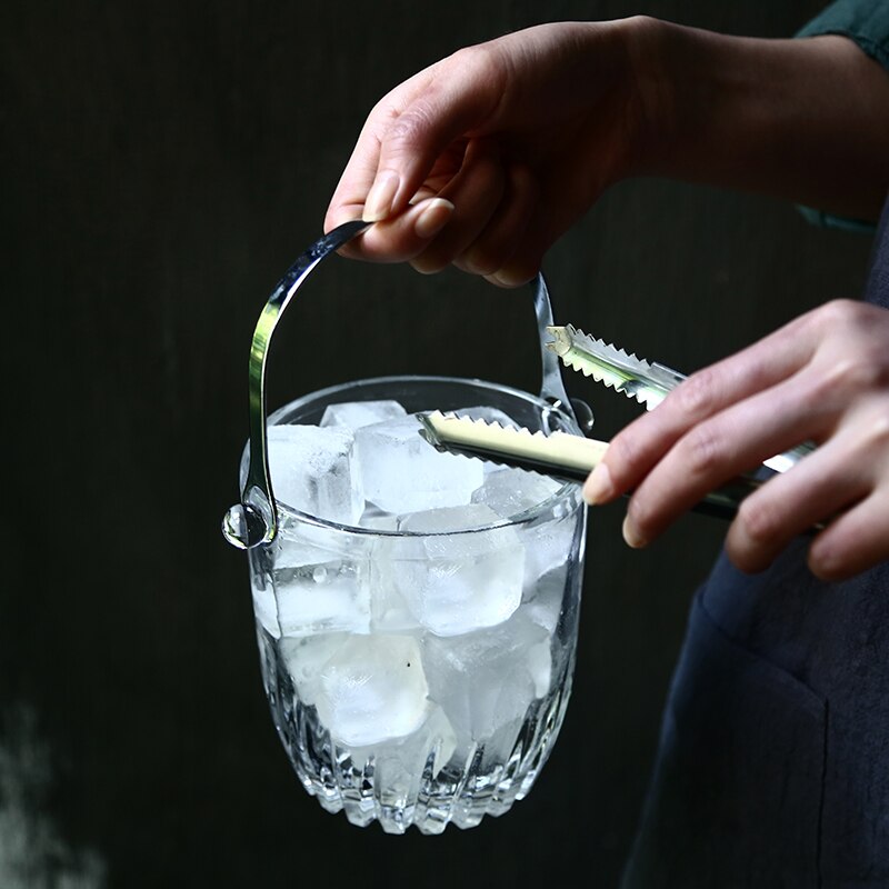 Glass ice bucket home restaurant small European cold drink wine champagne ice bucket with a ice clip as