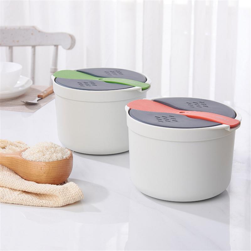 2L Rice Cooker For Microwave Oven Multifunctional Two-Layer Steam Pot Soup Cooking Lunch Box For Home Restaurant Kitchen