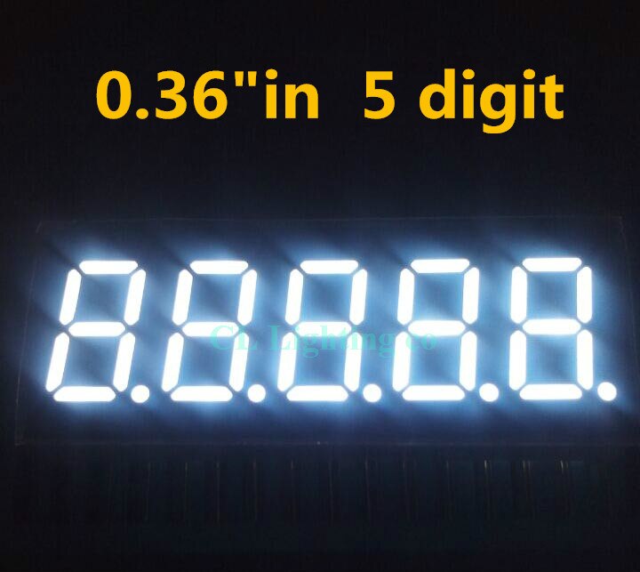 10 stks 0.36 "0.36in. witte LED Display 7 Segment Digit 5bit 5 bit Common ANODE Positieve Digitale Buis