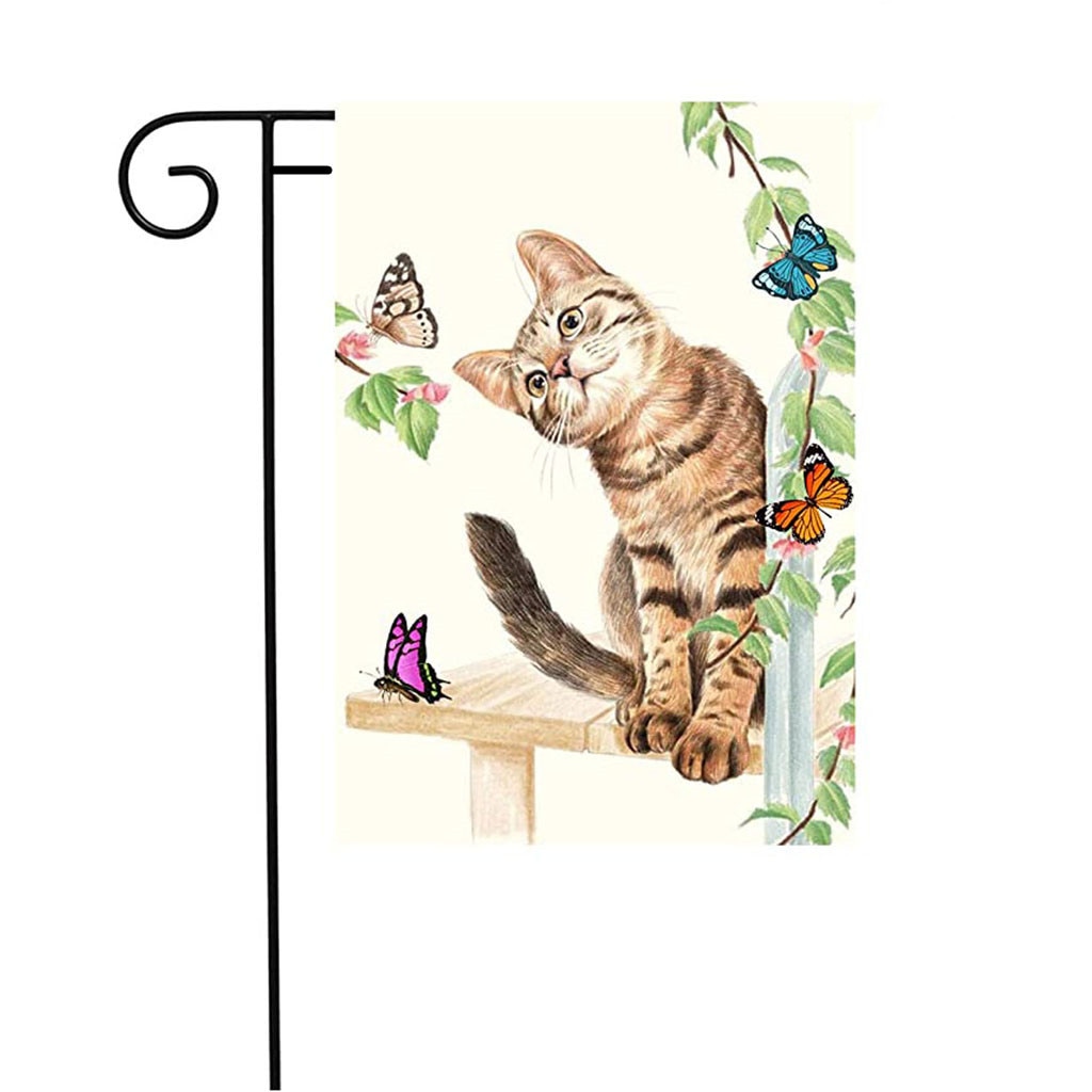 Iron Banners Accessories For Garden Flag Stand Flagpole Black Wrought Small Flag Stand Yard Garden Flag Pole Flag Holder Display