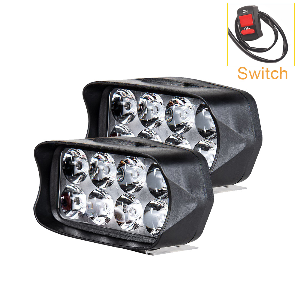 16/12/8 led-arbetsljusramp för motorcykel, strålkastare för barra, extra led-strålkastare för motorcykel, för 4 x 4 terränggående atv-lastbilar: Brun