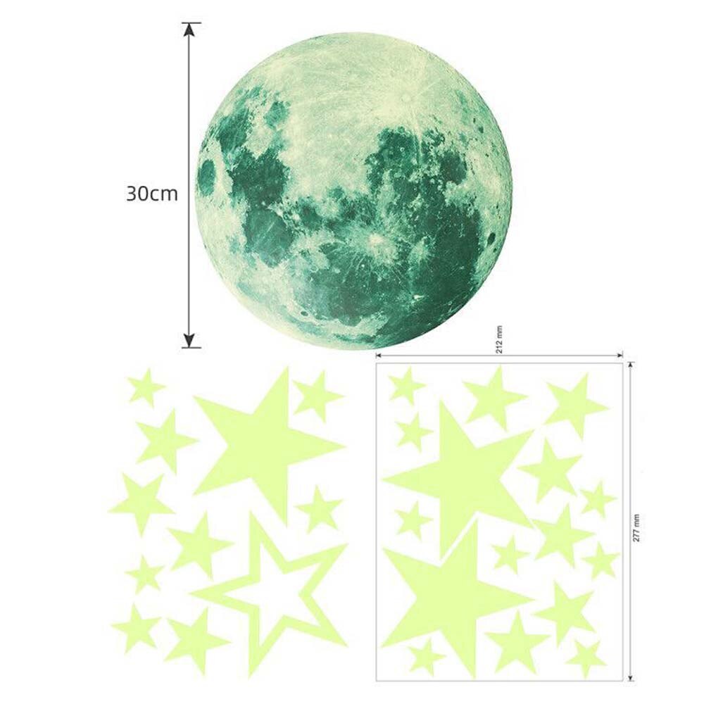 3D Moon Luminous Stickers for Kids Rooms Glowing Stars Wall Decal DIY Mural Art home Decoration Bedroom Glow in the Dark Sticker: C