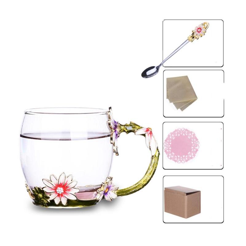 Emalj glas kopp speciell transparent kristall carve mönster för vatten te kaffe hem dricka ware bröllop: A