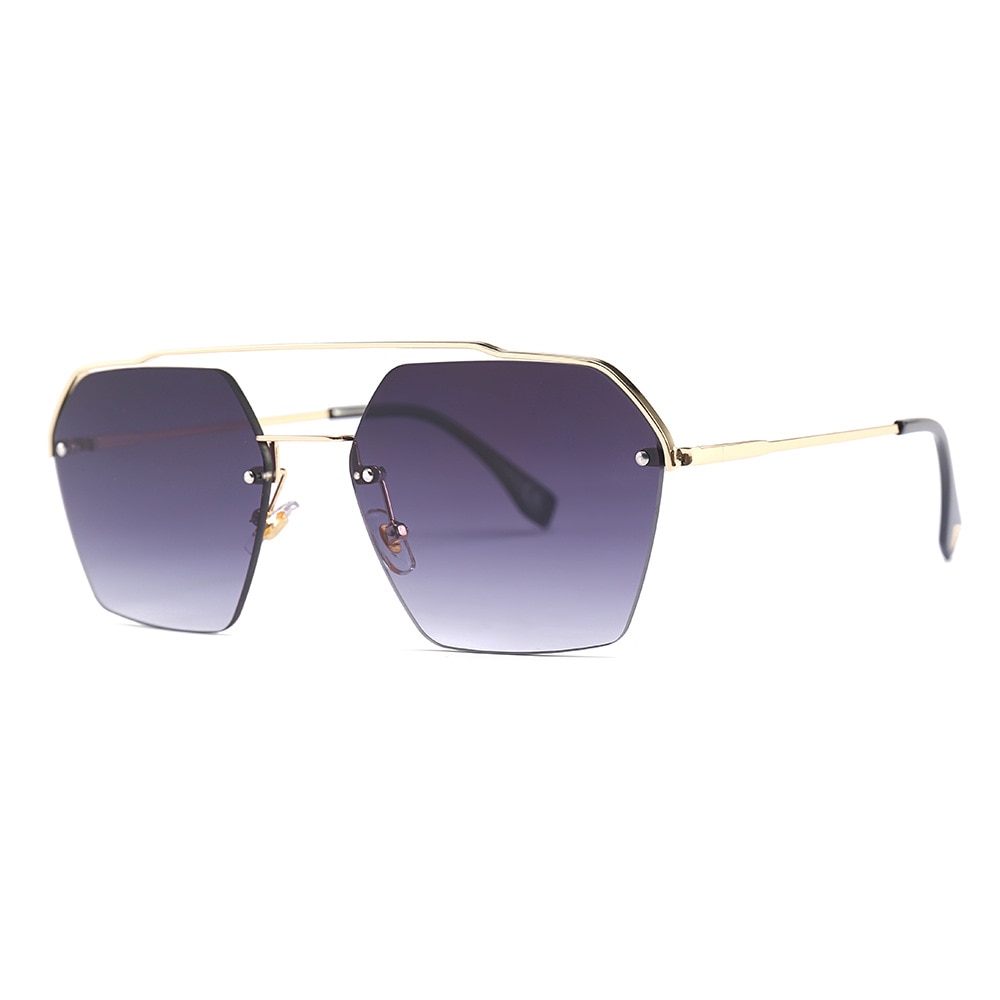 JackJad gafas De Sol De Semi-Rimless Hexago estilo remaches mujeres degradada gafas De Sol 25034