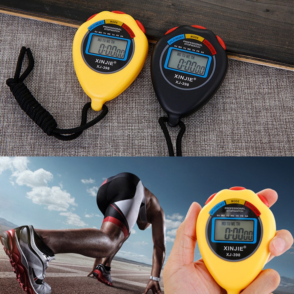 Classic Handheld Stopwatch Stop Watch LCD Digital Chronograph Timer Counter Sports With String Z0807