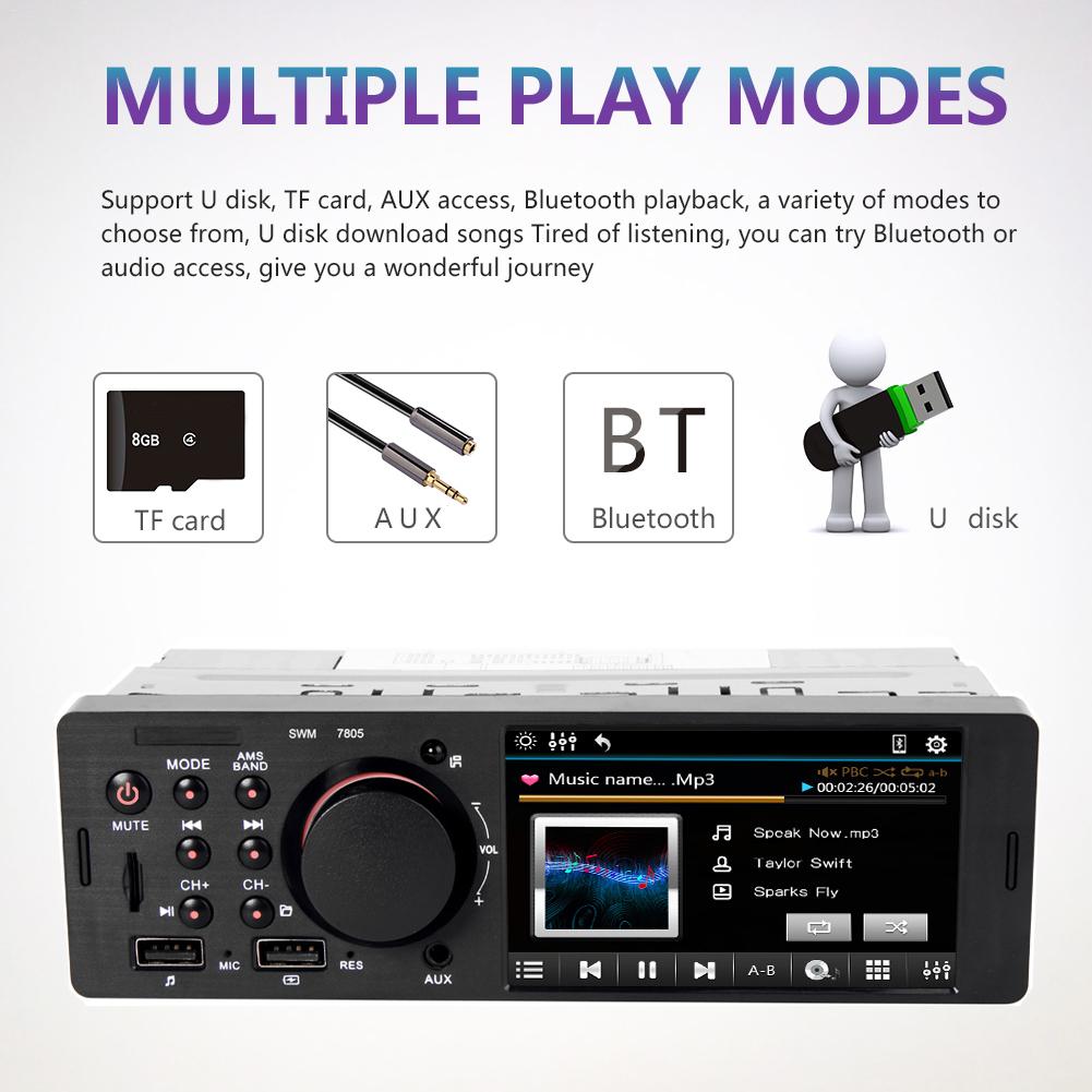 4.1 Inch Tft 1 Din Auto Touch Screen Radio Stereo Fm Radio Bluetooth MP5 Speler Kan Worden Aangesloten Op De achteruitrijcamera