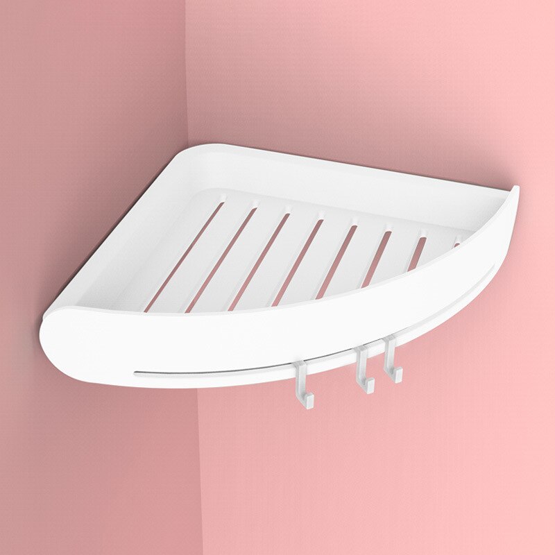 Plastique salle de bain étagère organisateur Snap Up coin étagère Caddy salle de bain coin étagère douche stockage support mural porte-shampooing: WHITE