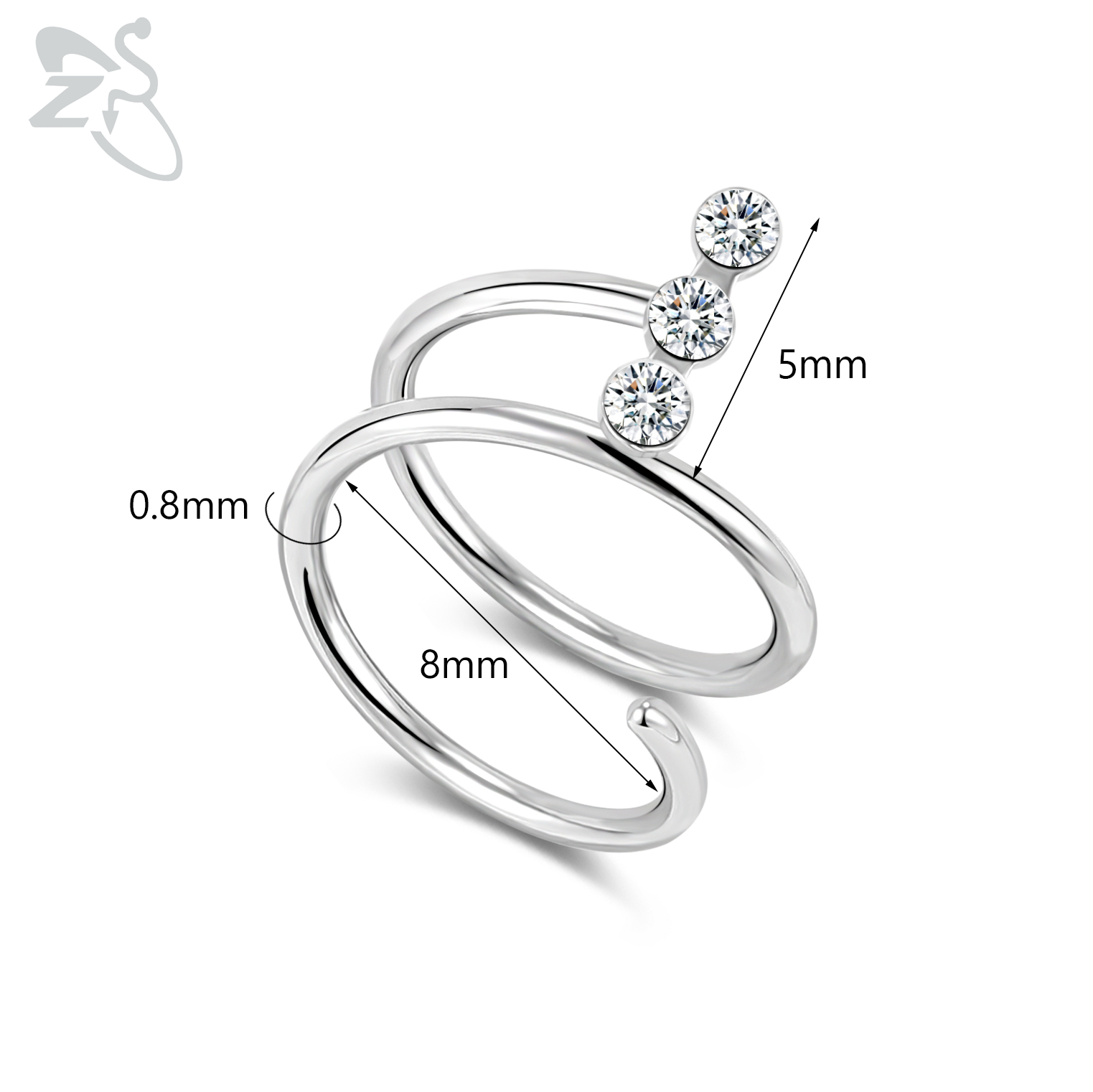 ZS 1 ST 20G Dubbele Lagen Rvs Neusring Vlinder Ster Neus Hoop Ringen Oorkraakbeen Tragus Helix piercings Sieraden