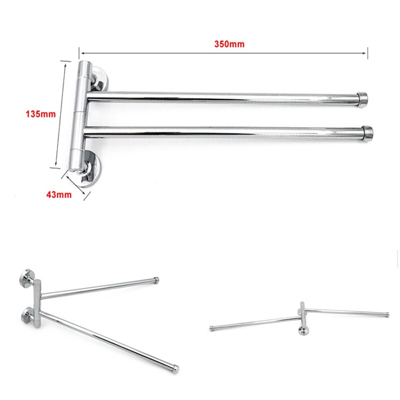Håndklædestang i rustfrit stål roterende håndklædeholder badeværelse køkken vægmonteret håndklæde poleret rackholder hardware tilbehør: 2
