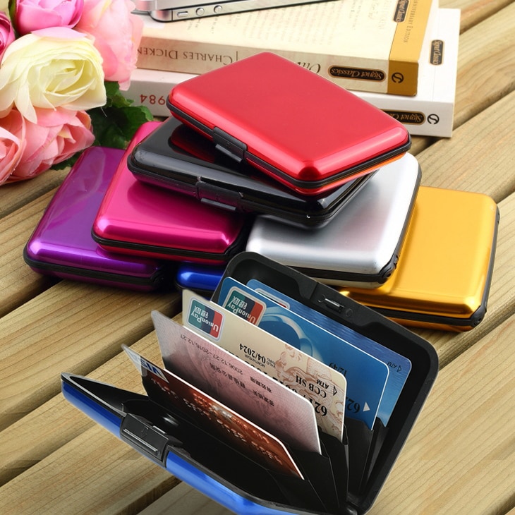 metal aluminium credit card holder pocket id card holder case wallet box antimagnetic waterproof aluminum card holder