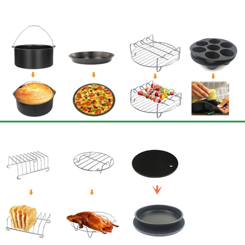 6 / 7 / 8 tommer tilbehør til luftfryser pizza bakke grill toast rack dampstativ isoleringspude 3.2qt-5.8qt køkkendele til hjemmet