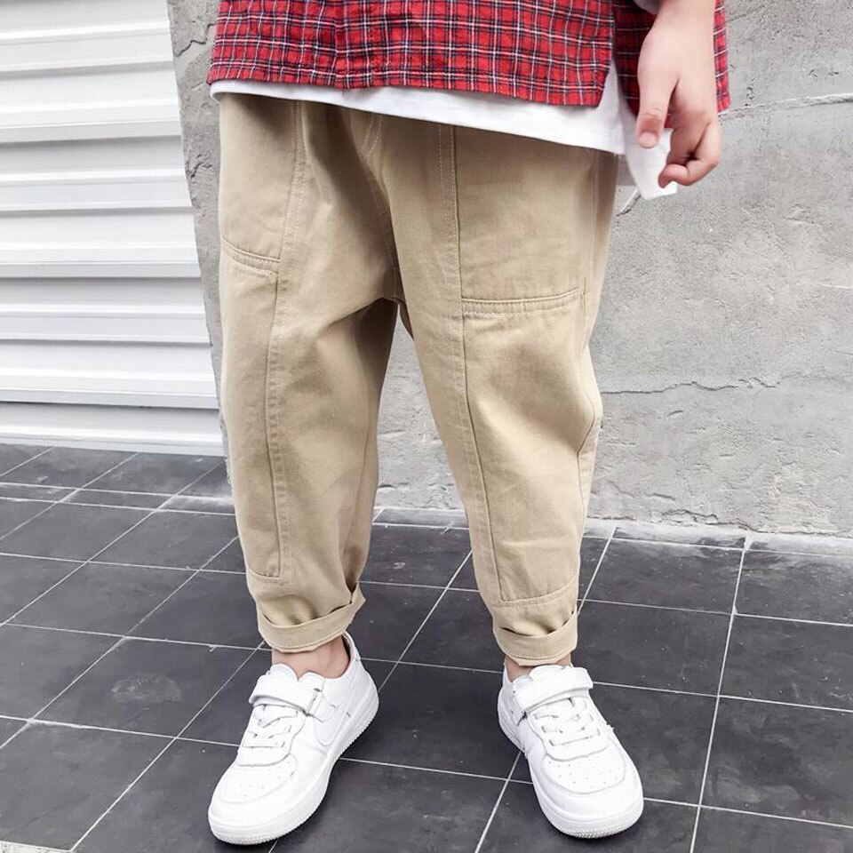 Pantalones Cargo informales para niño, pantalón largo holgado de 3 colores, a la , para niños de 3 a 12 años, de algodón, novedad, primavera y otoño,: 001 / 4